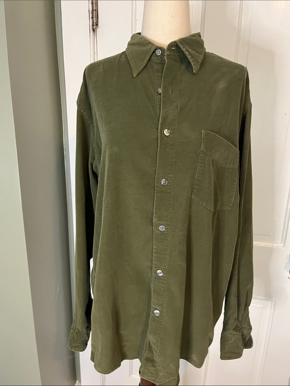 J. Crew Olive Green Corduroy Button-Down Shirt